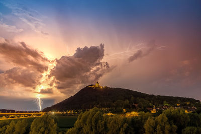 Panoramic view of landscape against sky during sunset