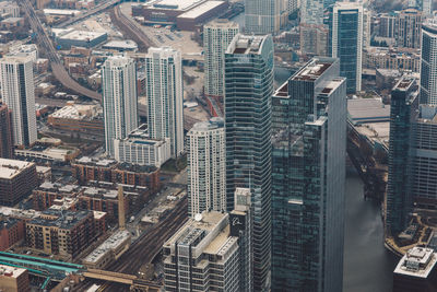 High angle view of buildings in city