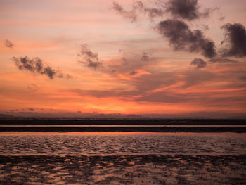 Scenic view of sea at sunset