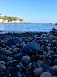 View of pebbles on beach