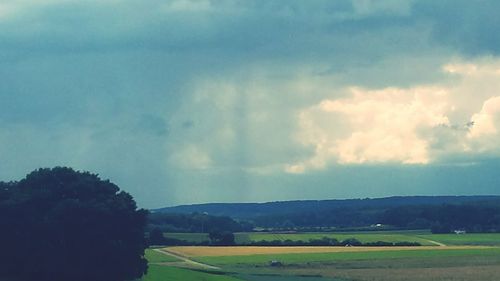 Scenic view of landscape against cloudy sky