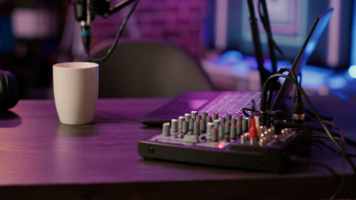 Close-up of computer keyboard on table