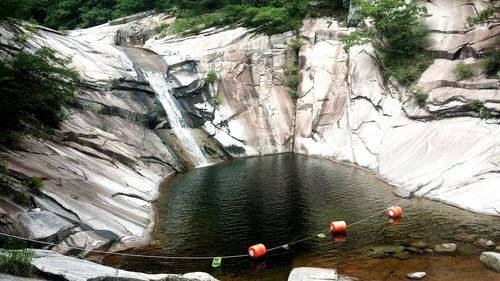 High angle view of waterfall