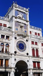 Low angle view of historical building against blue sky
