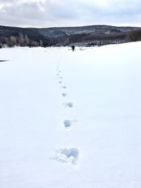 Scenic view of snowy landscape against sky