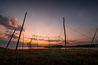 Scenic view of field against sky during sunset