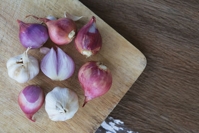 High angle view of vegetables on table