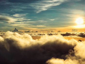 Aerial view of cloudscape against sky during sunset