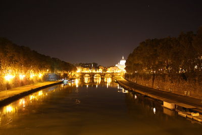 Reflection of illuminated buildings in water