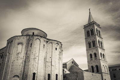 Low angle view of old building against sky