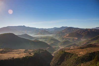 Scenic view of mountains against clear sky