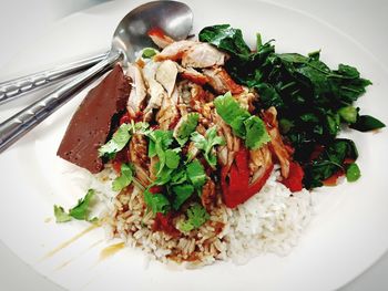 High angle view of meal served in plate