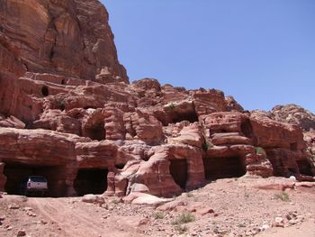 Low angle view of rock formation