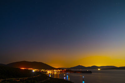 Scenic view of sea against sky at night