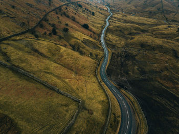 High angle view of mountain road