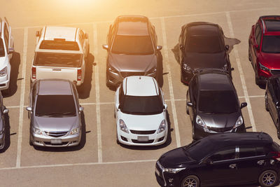 High angle view of vehicles on road