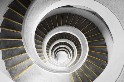 High angle view of spiral staircase in building