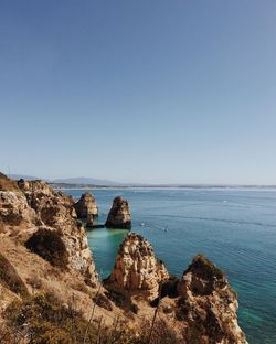 Scenic view of sea against clear sky