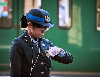 Young man looking away