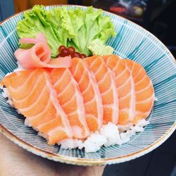 High angle view of sushi in plate