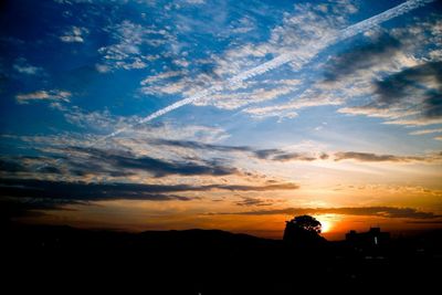 Scenic view of silhouette landscape against sky during sunset