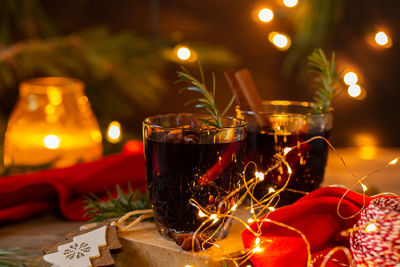 Seasonal and holidays concept. christmas mulled wine on a table