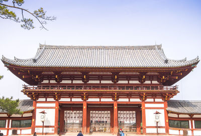 Low angle view of temple building against sky