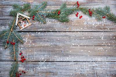 High angle view of christmas tree