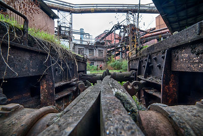 Abandoned train on railroad track