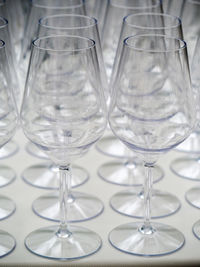 Close-up of wineglasses on table