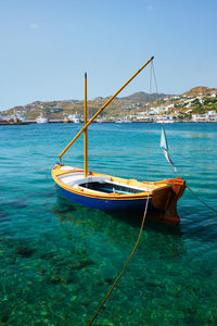 Greek fishing boat in port of mykonos