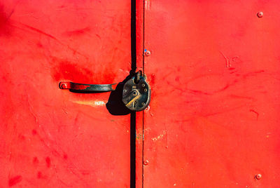 Close-up of red door