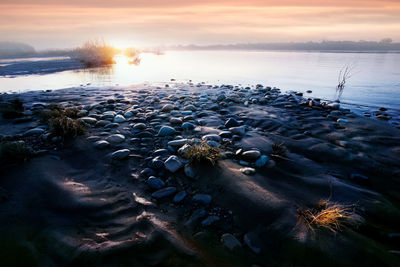 Scenic view of sea during sunset