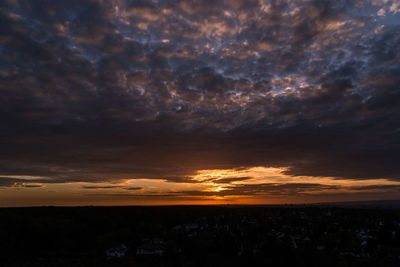 Scenic view of dramatic sky during sunset