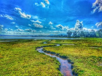 Scenic view of lake against sky