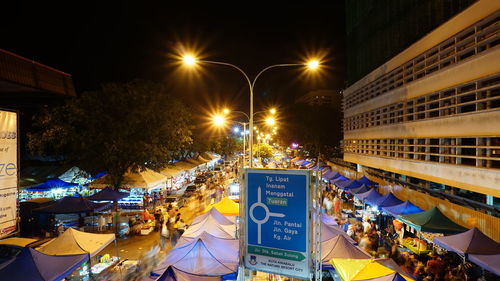 Illuminated city at night