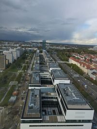 Aerial view of cityscape against sky