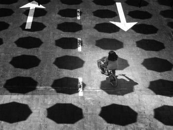 High angle view of shadow on street