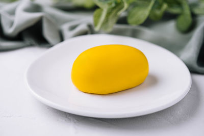 Close-up of egg in plate