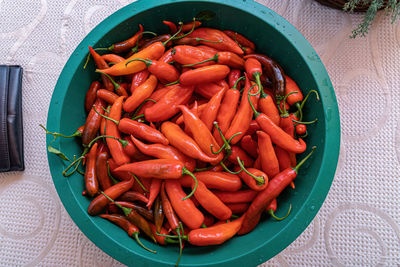 High angle view of food in plate on table