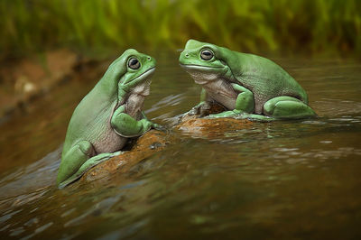 Close-up of lizard in water