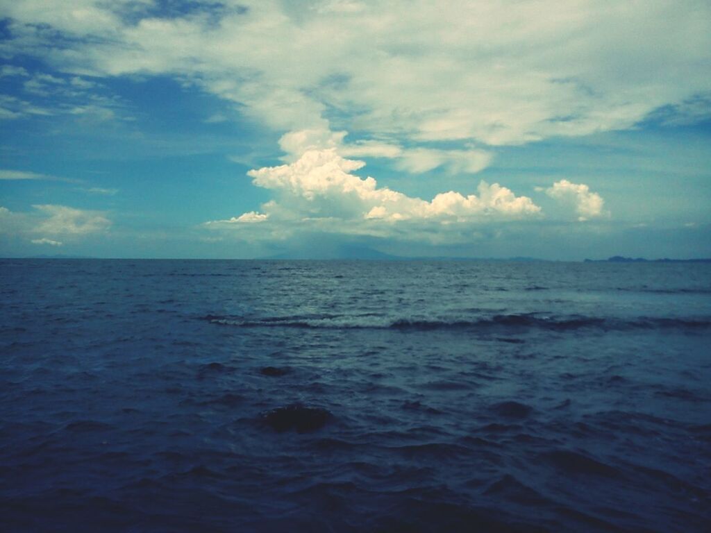 sea, water, horizon over water, sky, scenics, tranquil scene, beauty in nature, tranquility, waterfront, nature, cloud - sky, seascape, idyllic, rippled, cloud, blue, cloudy, wave, outdoors, remote