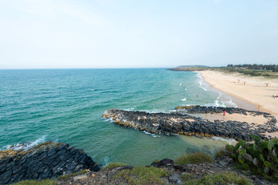 Scenic view of sea against clear sky