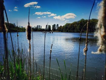 Scenic view of lake against sky