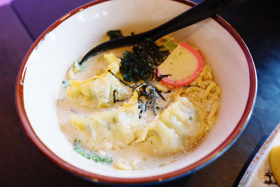 Close-up of soup in bowl