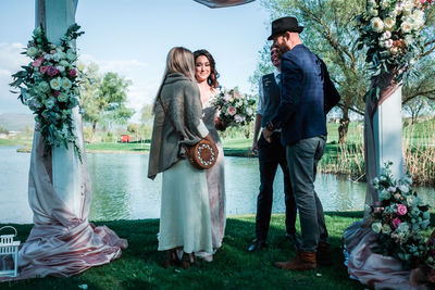 Young couple standing outdoors