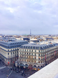 High angle view of buildings in city