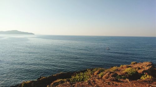 Scenic view of sea against clear sky