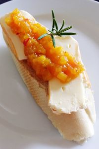 High angle view of dessert in plate