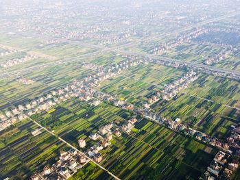 Aerial view of agricultural landscape